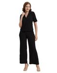 SIRIL Women's Co-Ord Set Lycra Top and Pant Set | Two Piece Co-ord Set | Office Wear Co-ord Set (717CTK11723-XL_Black)