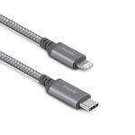 Moshi Integra USB C Cable to Lightning 4 ft/1.2 m, MFi Certified, PD Fast Charge to 30W, Ballistic Nylon Braided, for iPad 8/iPhone 11/XR/XS/8/8Plus [for Use of USB C Charger], Titanium Gray