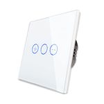 CNBINGO Single Dimmer Switch for LED Lights, White Touch Light Switch, No Neutral Wire Required, Tempered Glass Panel with LED Backlight, 1-Gang 1-Way, AC 240V 700W