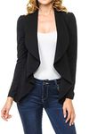 MINEFREE Women's Long Sleeve Classic Draped Open Front Lightweight Blazer(S-3XL), Black, Medium