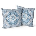 Snylcce Boho Throw Pillow Covers Set of 2 - Blue Antique & Vintage Design, Double-Sided Pattern - Soft Cushion Covers for Garden Couch, Sofa, Bed - Decorative 20x20 Inch Pillowcases