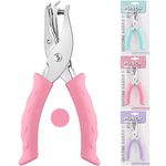 NEBURORA Hole Punch, Pink Single Hole Puncher Metal with Soft-Handled for DIY Craft Tags Clothing Ticket Scrapbook Tool, 3 Colors Options