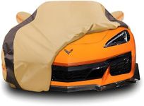 FSGRICH Car Cover Waterproof All Weather Compatible with Chevy Corvette C4 C5 C6 C7 C8, Outdoor Anti-UV Sun Rain Protection Full Exterior Cover (Camel with Brown)