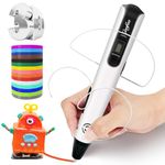 3D Pen Kids, 3D Printing Pen Printer with 150ft PLA Filament Refills, 3-Dimensional Drawing Craft Kit, stylo Impression 3-D Crayon Pencil Doodler, Cool Fun Art Stuff Gift for Boy Girl Teenager (White)