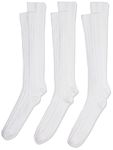 Jefferies Socks Big Girls' Cable-Knit Knee-High Sock Three-Pack, White, Large