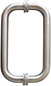 CKB 8" Glass Shower Door Handle, Back to Back Glass Door Pull Handle Compatible with 1/4" to 1/2" Thickness Glass for Frameless Shower Doors, Brushed Nickel with 304 Stainless Steel.