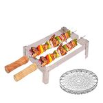 Geico-master Portable Folding Outdoor Barbeque Charcoal & Gas BBQ Grill Oven GI Steel + 2 Nos of BBQ Still Needles with Wooden Handle(Kitchen Tools/Chhota Tandoor Stand)