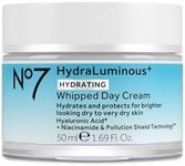 No7 HydraLuminous+ Hydrating Whipped Day Cream - Hyaluronic Acid Facial Moisturizer with 2% Vitamin B3 Niacinamide for Skin Barrier Repair & Visibly Healthy-Looking Skin (1.69 Fl Oz)