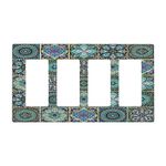 Sghxwp Decorative Switch Plate Covers Morocco Talavera Mexican Tile Printed Green Mandala 4 Gang Quad Rocker Decora Light Switch Cover Outlet Wall Plate Electrical Faceplate GFCI for Bathroom