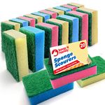 20pk Small Sponge Scourer for Kitchen | Blue, Pink, Yellow Sponges Washing Up | Kitchen Sponge | Dish Sponge | Cleaning Sponges | Washing Up Sponge for Kitchen and Bathroom Surfaces + SOL Sticker