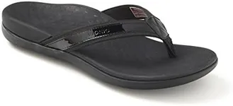 Vionic Women's Tide Flip-Flop, Black Patent Webbing, 8 UK