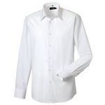 Russell Collection Mens Long Sleeve Poly Cotton Easy Care Tailored Poplin Shirt (L) (White)