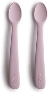 Mushie Silicone Baby Feeding Spoons | 1x Set of 2 Silicone Feeding Spoons for Babies & Toddlers | Material: Food Grade Silicone | Dishwasher Safe (Soft Lilac)