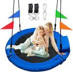 40 Inch Tree Swing,Spider Web Tree Swing,850Lb Weight Capacity,900D Oxford Waterproof, 71" Detachable Nylon Rope Swivel,for Backyard, Playground (Blue)