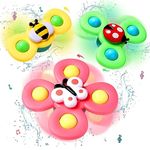 Wembley Suction Spinner Toy for Baby Bath Toys Water Toys for Kids Fidget Spinner Spinning Sensory Toddler Infant Flight Travel Toy Stick to Car Window Table Chair Birthday Return Gift for Kids 3 Pcs