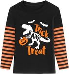 Pumpkin Halloween Shirt 4t Boys Girls Dinosaur Glow in The Dark Graphic Tees Stripe Toddler Kids Long Sleeve T-Shirt Tops