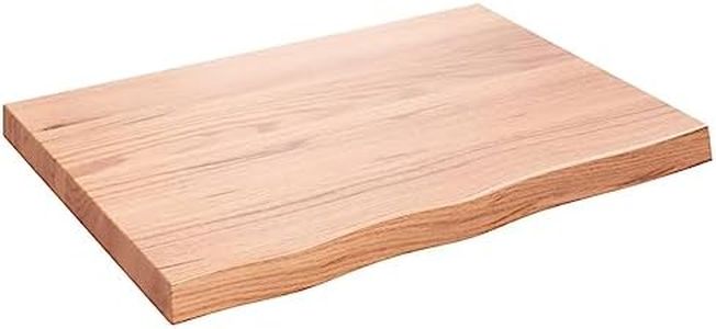 vidaXL Solid Oak Wood Table Top in Light Brown - Handcrafted with Live Edge for Home or Commercial Use, 80x60x6 cm