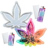 Marijuana Weed Leaf Ashtray and Lighter Cover Resin Casting Silicone Molds Epoxy Craft Kit Set