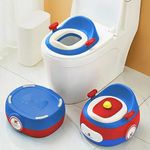 StarAndDaisy Potty Seat/Chair for Kids 1-5 Years / 3-In-1 Baby Toilet Training Seat with Anti-Skip Pads, Removable Potty Pot, Potty Training Seat for Baby & Kids (Blue-Red)