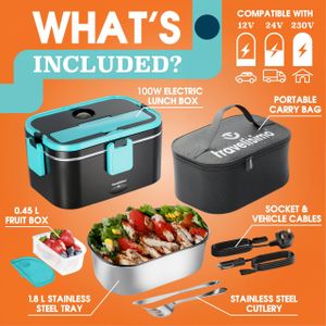 TRAVELISIMO Extra-Large Heated Lunch Box – Portable Food Warmer