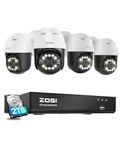 ZOSI 4K PoE CCTV Camera System with AI Face Person Vehicle Detection, 8 Port 16CH 4K NVR with 2TB HDD and 4pcs 8MP Outdoor Pan/Tilt PoE Cameras, Auto Tracking, Starlight, 2-Way Audio, 24/7 Recording