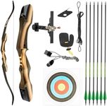 TIDEWE Recurve Bow and Arrow Set for Adult & Youth Beginner, Wooden Takedown Recurve Bow 62" Right Handed with Ergonomic Design for Outdoor Training Practice (25lbs)