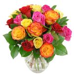 Clare Florist Colourful Rainbow Roses Fresh Flower Bouquet with FREE NEXT DAY UK DELIVERY - Fresh Flowers Perfect for Any Occasion