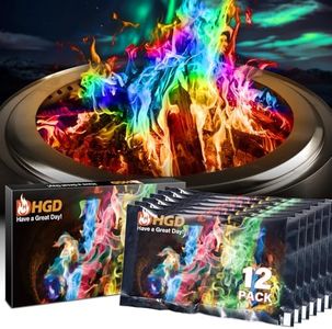 HGD (12 Pack) Magic Campfire Fire Color Changing Packets for Fire Pit, Indoor/Outdoor Fireplace, Bonfire - Rainbow Magical Flame, Camping Accessory, Compatible with Wood