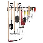 34'' All Metal Garden Tool Organizer Adjustable Garage Tool Organizer Wall Mount Garage Organizers and Storage with Heavy Duty Hooks Tool Hangers for Garage Wall, Shed, Garden