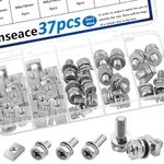 smseace 37pcs Motorcycle Battery Terminal Nuts and Bolt Kit M6x10/16/18mm Stainless Steel Square Nut and Bolts Used for DIY，Motorcycles，ATV D-027