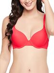 Clovia Women's Level 1 Push-Up Underwired Demi Cup Multiway T-Shirt Bra (BR2419P04_Red_36B)