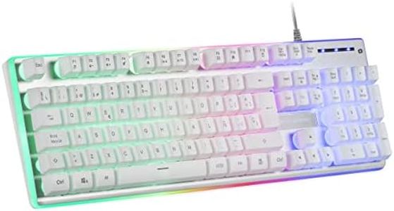 Mars Gaming MK220W White, Gaming Keyboard H-Mech, FRGB Rainbow and Halo, Antighosting, Portuguese Language