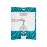 Brabantia 137846 PerfectFit Bin Liners (Size W/5 Litre) Thick Plastic Trash Bags with Tie Tape Drawstring Handles (40 Bags), White