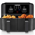 Chefman TurboFry 9-Qt. Dual-Basket Air Fryer with Sync Finish, One-Touch Digital Control, & Shake Reminder for Quick, Healthy, Family-Sized Meals, Black