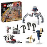 LEGO Star Wars Clone Trooper & Battle Droid Battle Pack, incl. 4 Minifigures, 5 Droids and a Speeder Bike with Shooters - Building Toys for 7+ Year Old Boys & Girls 75372
