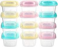 PandaEar Baby Food Snack Plastic Storage Container with Lids, 12 Pack Set BPA Free Freezer & Dishwasher Safe for Kids