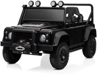 Kidzone Kids 12V Licensed Land Rover Ride On SUV Car with 2.4G Parent Remote Control Battery Powered Kids Vehicle with 2 Speeds, Openable Doors, LED Headlight, USB/AUX/FM Music – Black