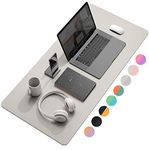 YSAGi Desk Mat, Mouse Pad,Waterproof Desk Pad,Large Mouse pad for Desk, Leather Desk Pad Large for Keyboard and Mouse,Dual-Sided Mouse Mat for Office and Home (35.4 inches x 17 inches , Grey)