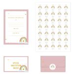 Manta Makes 35 Kids Childrens birthday party invitations, kids invites with envelope design for girls or boys with free stickers (Pink Star and Rainbow)