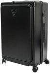 Backvac Flight Carry-On Suitcase, Black, Built-in Vacuum System, Silent Spinner Wheels, TSA Lock, USB Charging Ports, Air Tag Holder, 22 inches