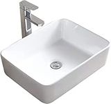 Home Supplies Ceramic Bathroom Sink Cloakroom Basin , Hand Wash Basin , Classic Design Gloss White Countertop Basin Cloakroom Sink for Bathroom Lavatory, Vanity Unit (Rectangular) 48cmx37cmx13cm