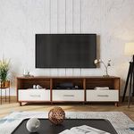 Wakefit TV Unit | 1 Year Warranty | TV Stand Table, TV Unit for Living Room, TV Cabinet, Cabinet Engineered Wood with 3 Drawers & 3 Shelves (Allie, Columbian Walnut & Pumic Grey)
