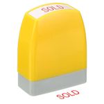 PATIKIL Sold Notice Stamp Self Inking, Red Ink Office Stamps Pre Inked Message Stamp Refillable Business Stamp, Yellow