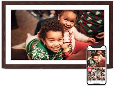 Digital Picture Frame Frameo, Large 15.6 Inch Digital Photo Frame, WiFi Electric Frame, 1920 * 1080 IPS FHD Touchscreen, 32GB, Tabletop&Wall-Mounted, Share Video Picture, Gifts for Mom, Black Walnut