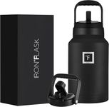 IRON °FLASK Sports Water Bottle - 128 Oz/One Gallon, 2 Lids, Straw and Spout, Leak Proof, Vacuum Insulated Stainless Steel, Hot Cold, Double Walled, Simple Thermo Mug, Metal Canteen Jug Growler