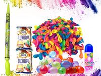 Artonezt 1 Plastic Holi Pichkari Cartoon Toys Pressure Water Gun Squirt Pistol Water Play Toy Non Toxic for Kids + Holi Water Balloons +Holi Colors Powder Pack of 2 + Snow Spray