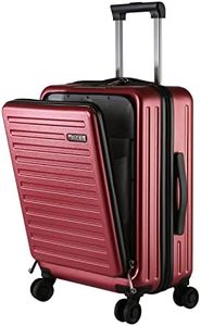 TydeCkare 20 Inch Carrry On Luggage with Front Zipper Pocket, 45L, Lightweight ABS+PC Hardshell Suitcase with TSA Lock & Spinner Silent Wheels, Convenient for Business Trips,Wine Red