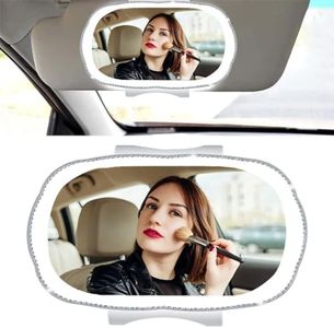 GKKBUFF Car Visor Mirror,Car Mirror Clip on,Rechargeable Makeup and Dimmable,Car Vanity Can Also be a Good Gift (White)