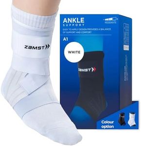 Zamst A1 Ankle Brace for Sports - Breathable Sports Ankle Support for Men and Women with Adjustable Three Way Straps for Moderate Lateral Ankle Sprain - White, Right, Medium