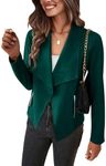 PRETTYGARDEN Women's Faux Suede Jackets 2025 Spring Fall Clothes Long Sleeve Open Front Cropped Coat Outwear (Dark Green,Large)